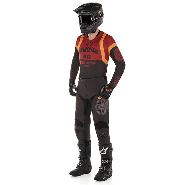 Alpinestars レーサー フラッグシップ パンツ ブラック/ボルドー/オレンジ(2020)| Dirtbikeplus (ダートバイクプラス)